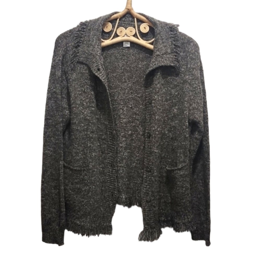 Chicos's gray sweater fringe at hems size 1